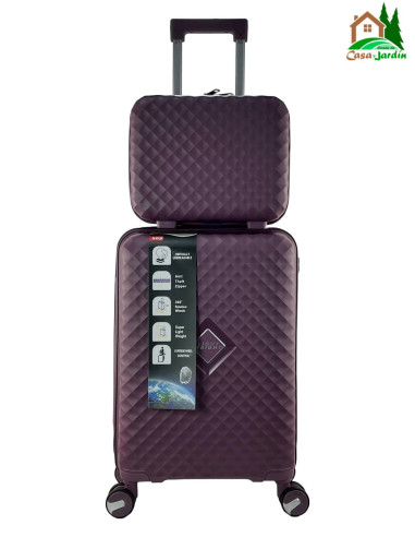 Conjunto de Maletas Sevillas, modelo Triana morado - vista frontal maleta de cabina + neceser