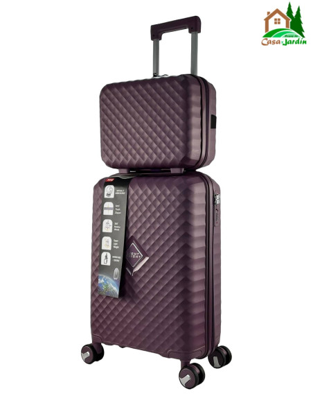Conjunto de Maletas Sevillas, modelo Triana morado - vista lateral maleta de cabina + neceser