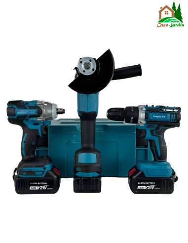 Pack 3 Herramientas: Amoladora, Taladro, Llave de Impacto - vista pack frontal