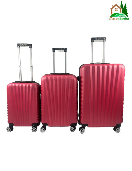 Conjunto de 3 Maletas SevillaS - modelo estepa - color rosa - vista frontal