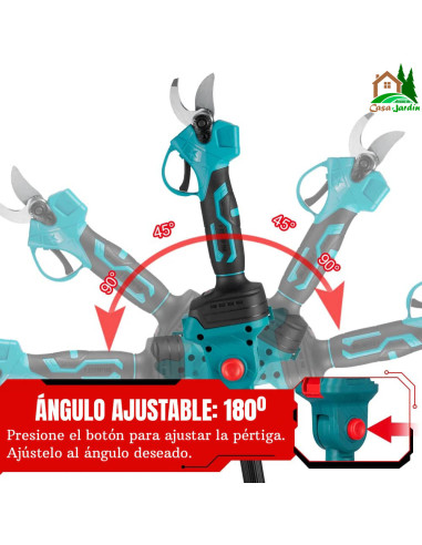 Juego de Motosierra y Tijera Telescópica a Batería - Vista cabezal pértiga plegable