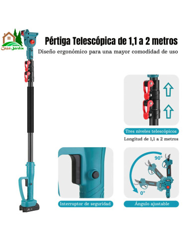 Juego de Motosierra y Tijera Telescópica a Batería - detalles pértiga